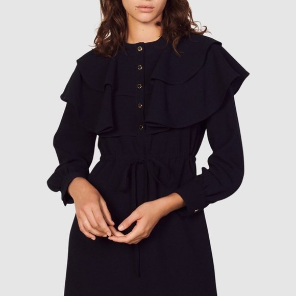 Sandro Wendy Ruffled Tie Front Minidress - Picture 3 of 11